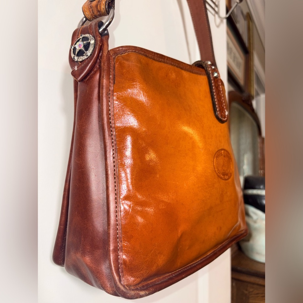 Double J Saddlery Hand-Tooled Leather Cowhide Crystal Western Shoulder Bag - Picture 10 of 16
